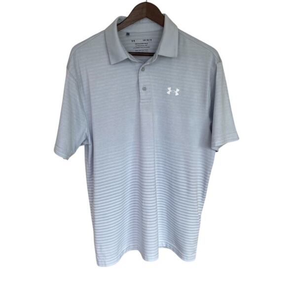 Under Armour Light Gray and White 'The Playoff Polo' - Large - Picture 1 of 5
